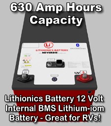630 Amp hour Lithionics lightweight, powerful lithium-ion batteries last up to 20 years!